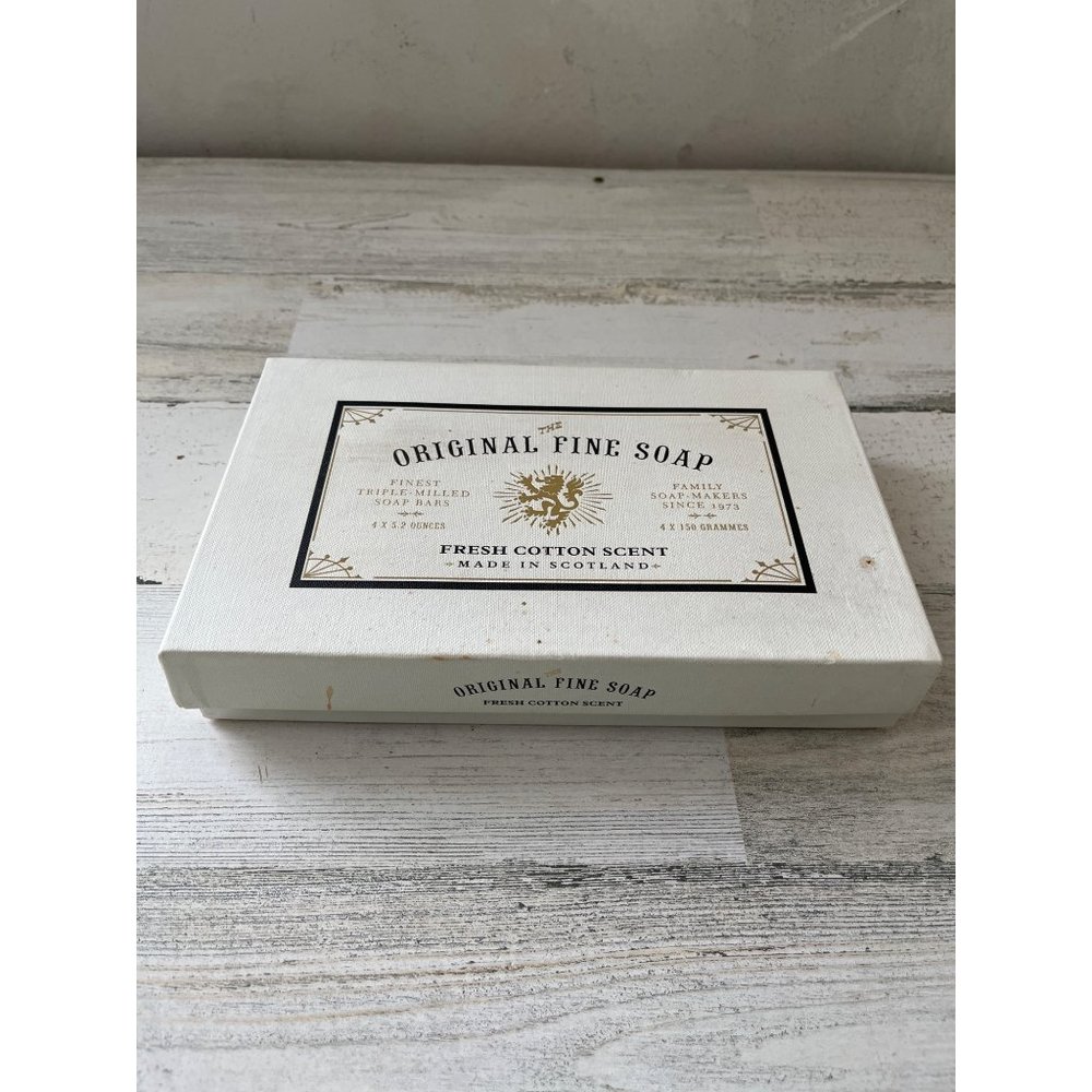 The original fine soap fresh cotton scent made in Scotland